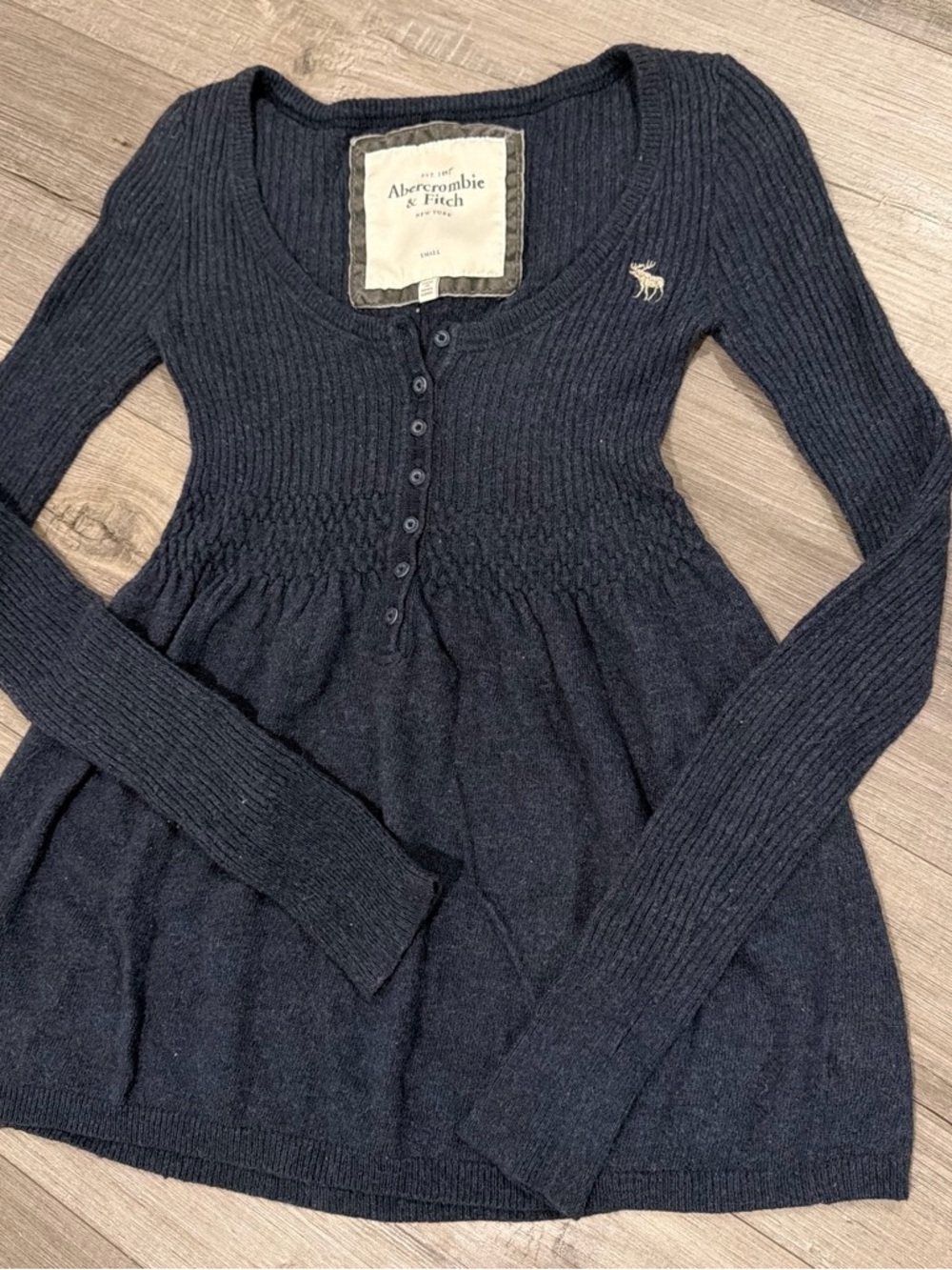 Abercrombie & Fitch Women's Navy Ribbed Henley Dress